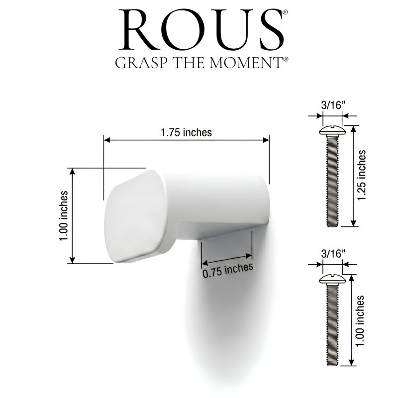 1.75" Oval Knob, Snow (White)