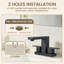 Robinet de lavabo de salle de bain moderne 4 pouces à 2 poignées avec ensemble de drain Centreset noir mat-122910166