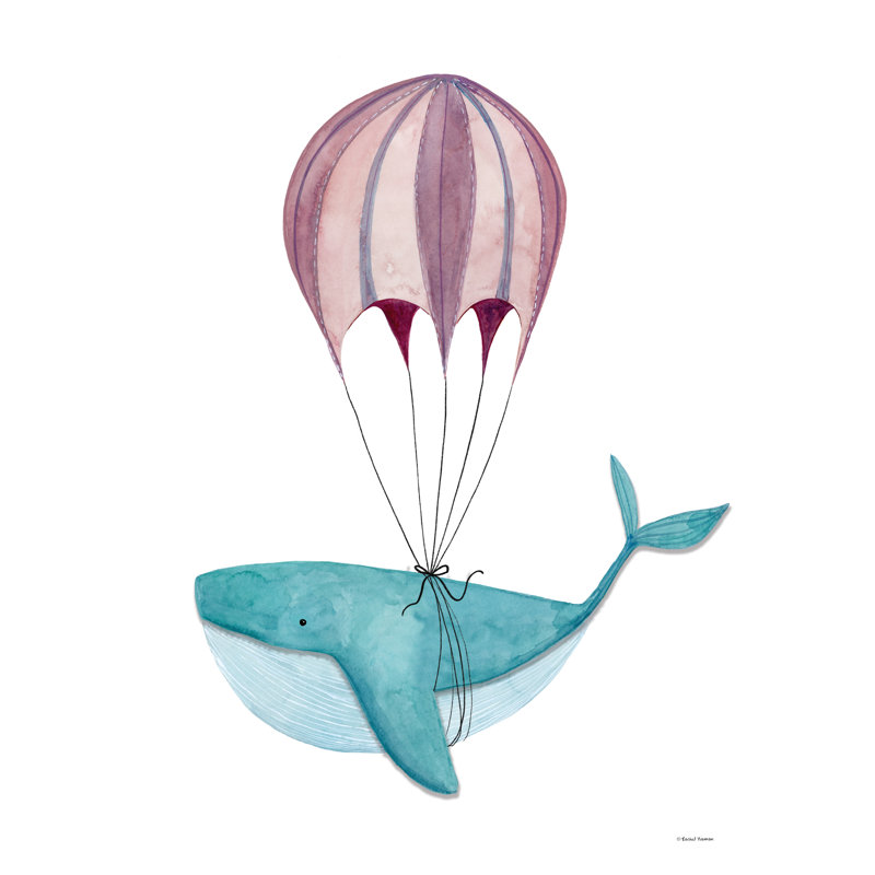 «Whimsical Wale And A Balloon On Canvas» par Rachel Nieman, reproduction, H 18 po x l 12 po x P 1,25 po