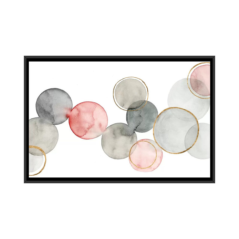 « gilded sphères i », impression sur toile, H 18 po x l 26 po x P 1,5 po, Toile avec cadre noir, Pas de tapis