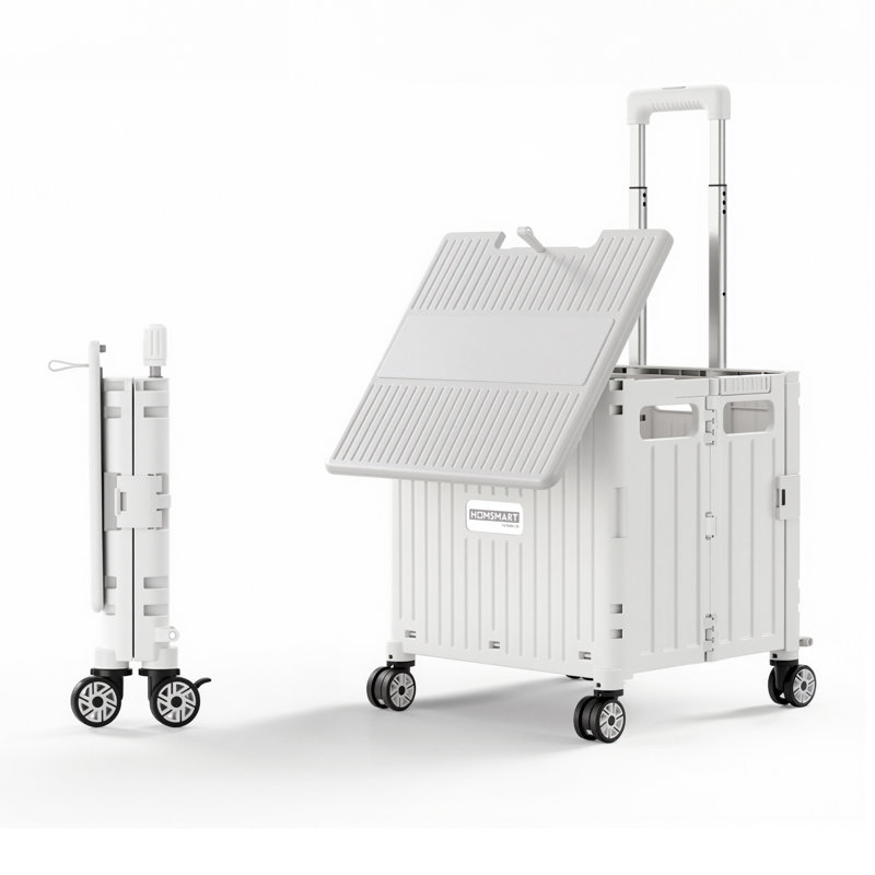 Chariot de magasinage à couvercle coulissant 65L Viviendo, blanc, White