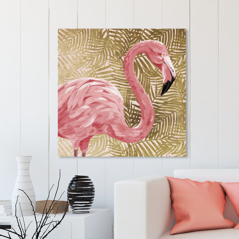 " Animals Flamingo Profile Gold, Tropical Gold " by Oliver Gal, 43" H x 43" W x 2" D