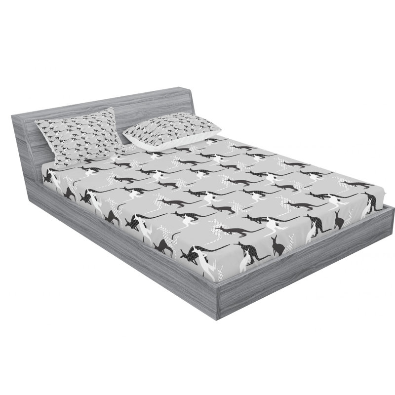 Microfiber Patterned Fitted Sheet, Full Fitted Sheet with 2 Pillowcases