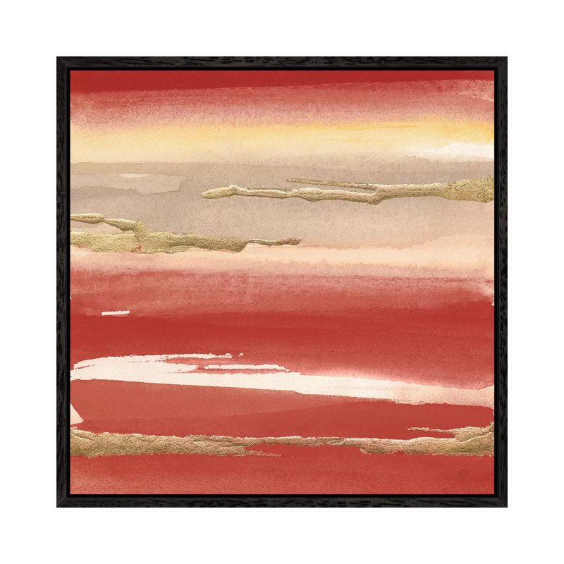 Gilded Red III by Chris Paschke - 1 Piece Painting on Canvas, 66.04cm H x 66.04cm W x 3.81cm D, Black Framed Canvas