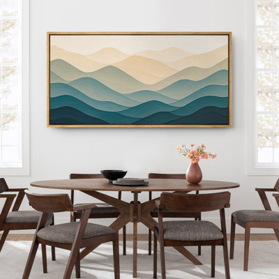 Large Framed Canvas Print Wall Art - Neutral Abstract Landscape Print for Minimalist Modern Wall Decor