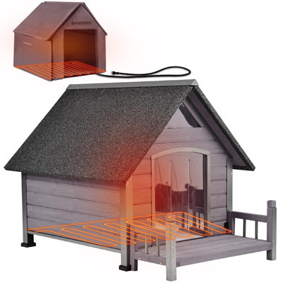 Tucker Murphy Pet Heated Dog House Outdoor 45" Large Dog Kennel with Metal Frame Insulated Indoor Dog Cage for Small Medium Large Dogs with Heater and Insulated Liner, Grey