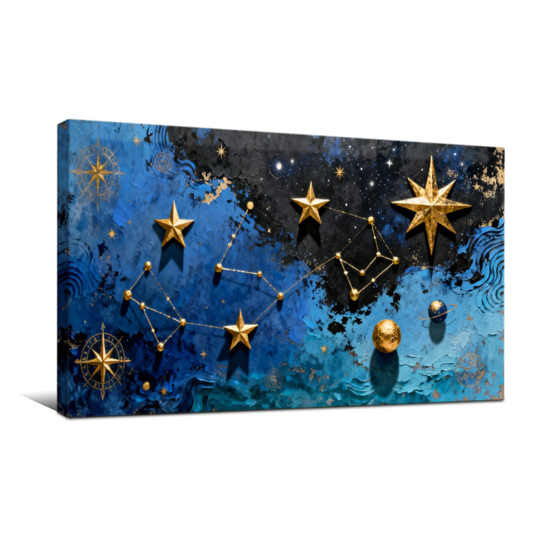 Motif de constellation de nuit étoilée nautique et plage, H 16 po x l 32 po