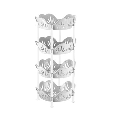 White 4-Tier Round Storage Basket & Multipurpose Organizer Shelf (32" x 15.4" x 15.4")