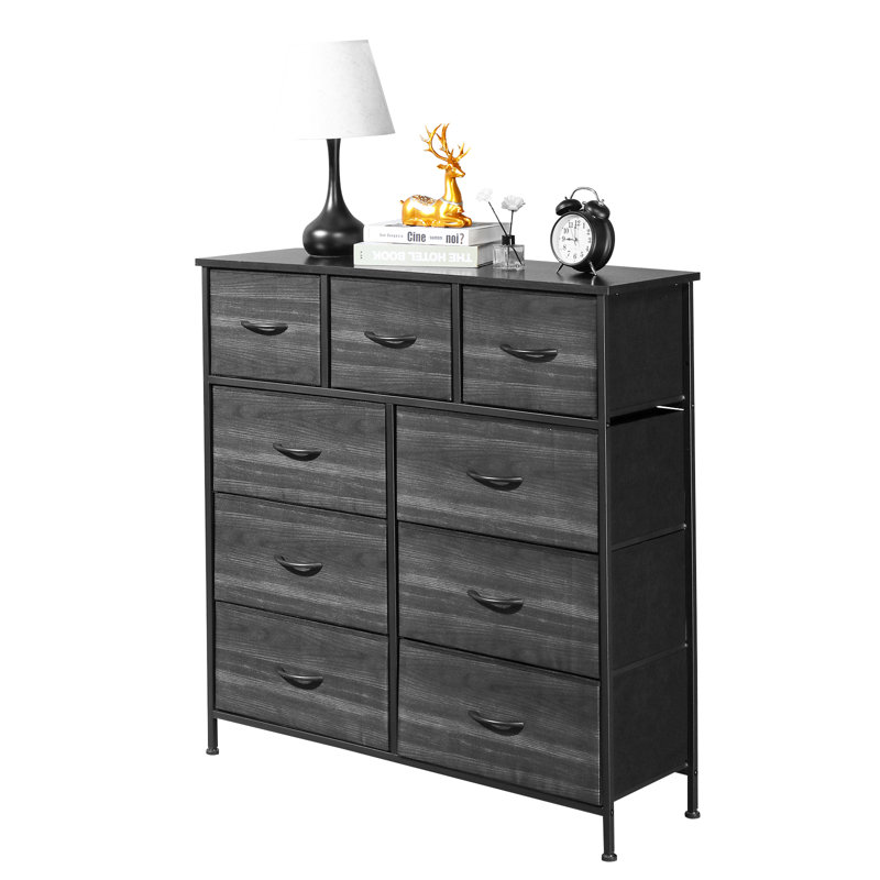 Latitude Run® 39,37 po Coffre de rangement avec 9 tiroirs, Noir / gris foncé