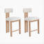 26.5'' Stylish Round Stools with Low Back - Comfortable Upholstered Seat & Natural wood colour Metal Frame for Kitchen & Dining