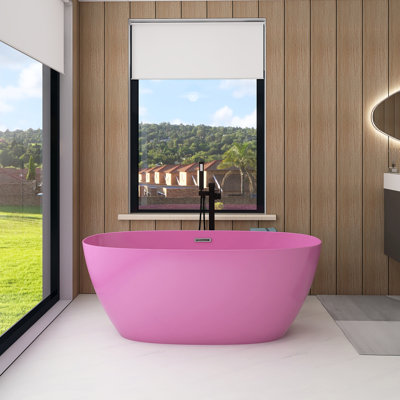 59" Freestanding Soaking Acrylic Bathtub