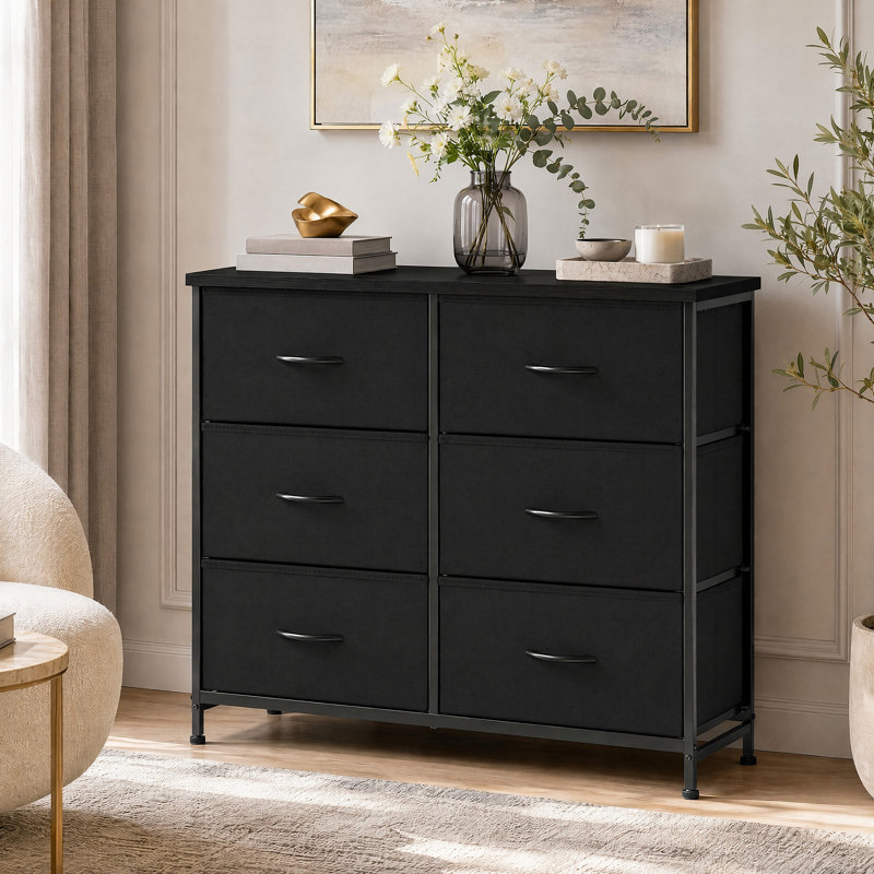 Metal 6 - Drawer Dresser, Black