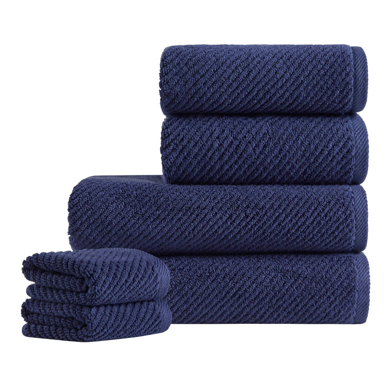 Ensemble de serviettes 6 pièces Diagonal, Marine, Ensemble 6 serviettes de bain