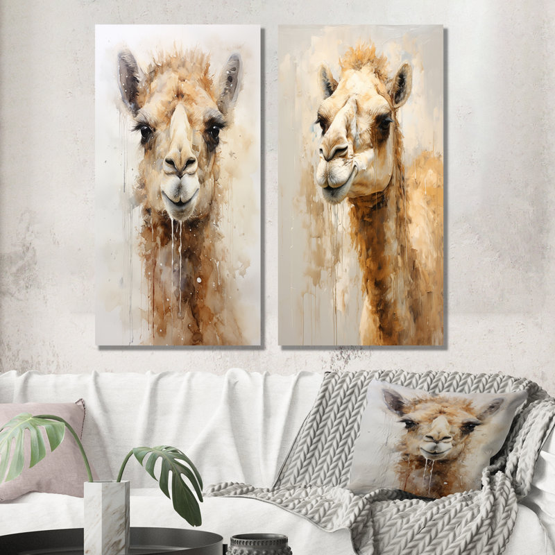 Ensemble de salon Minimalisme beige chameau - art mural en métal brun clair, H 32 po x l 32 po