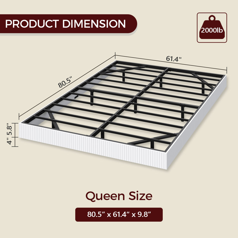 Floating Bed Frame With Led Lights，LED Bed Frame with Fluted Wavy Panel Design,Heavy Duty Metal Slats, Queen