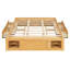 Structure de lit plateforme grand format avec 4 tiroirs de rangement et un casier de rangement au pied de lit, sans tête de lit, design moderne et peu encombrant - naturel-1478164245