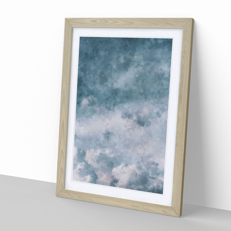 Airplane Flying Through the Clouds - Picture Frame Graphic Art, 65cm H x 48cm W x 2cm D, Oak Framed