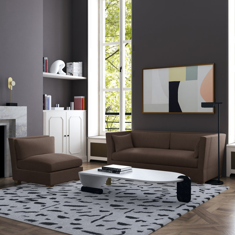 Canapé Rivington, Chocolat de lin à tissage carré, H 31 po x l 84 po x P 37 po, Ébène