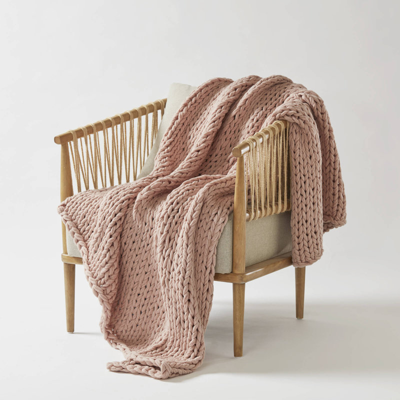 Blush 60"x50" Handmade Chunky Double-Knit Throw