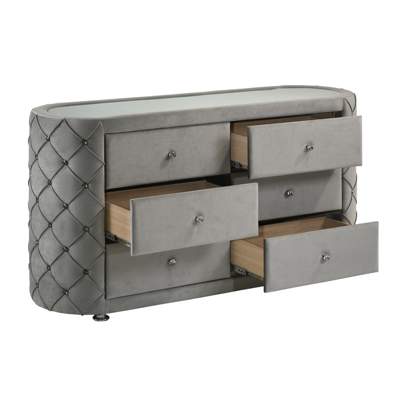 Commode, velours gris