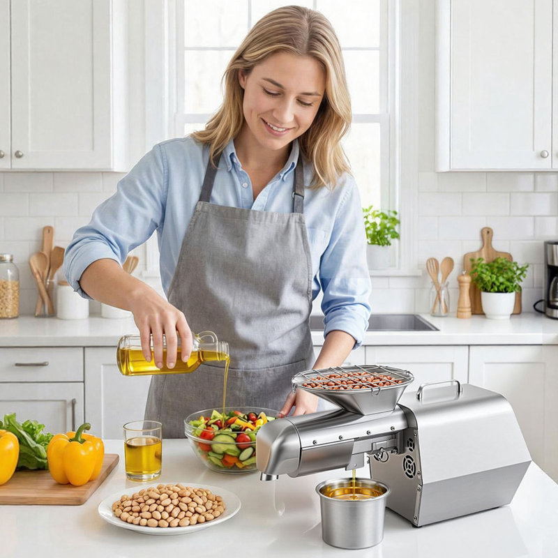 Oil Press Machine, 11 LBS/H Capacity, 1250W Oil Extractor Machine, Automatic Electric Oil Maker for Home Commercial Use, 122℉–572℉ Hot & Cold Pressing for Peanuts Sesames Soybeans Almonds