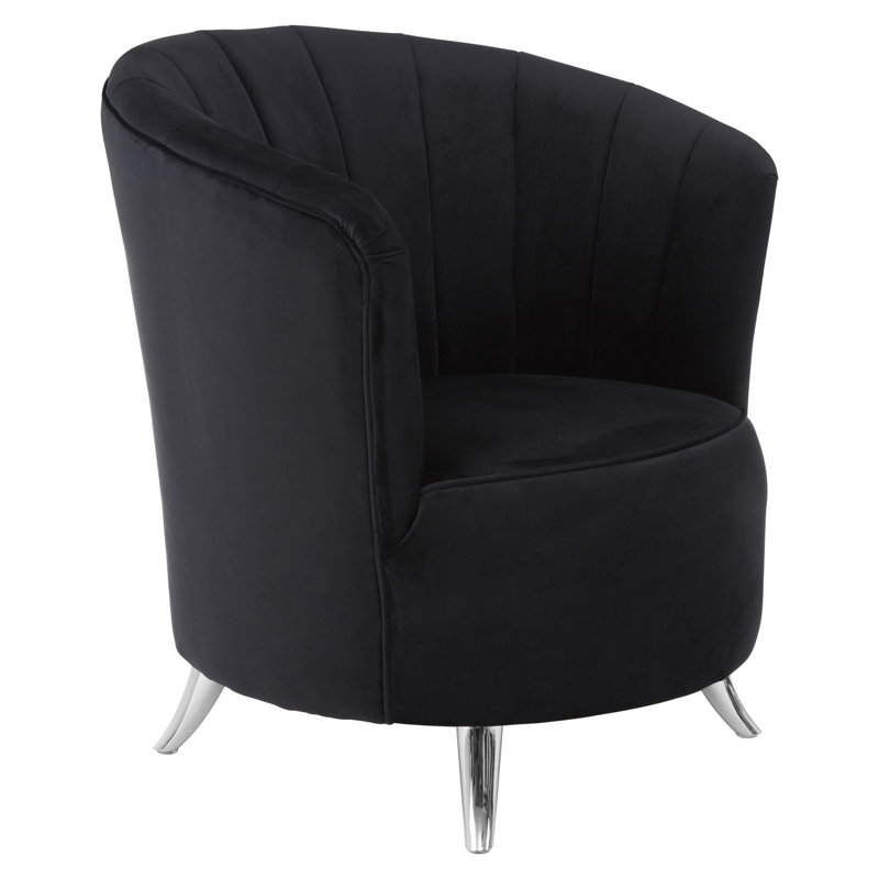 St. Charles Upholstered Barrel Chair, Black Velvet
