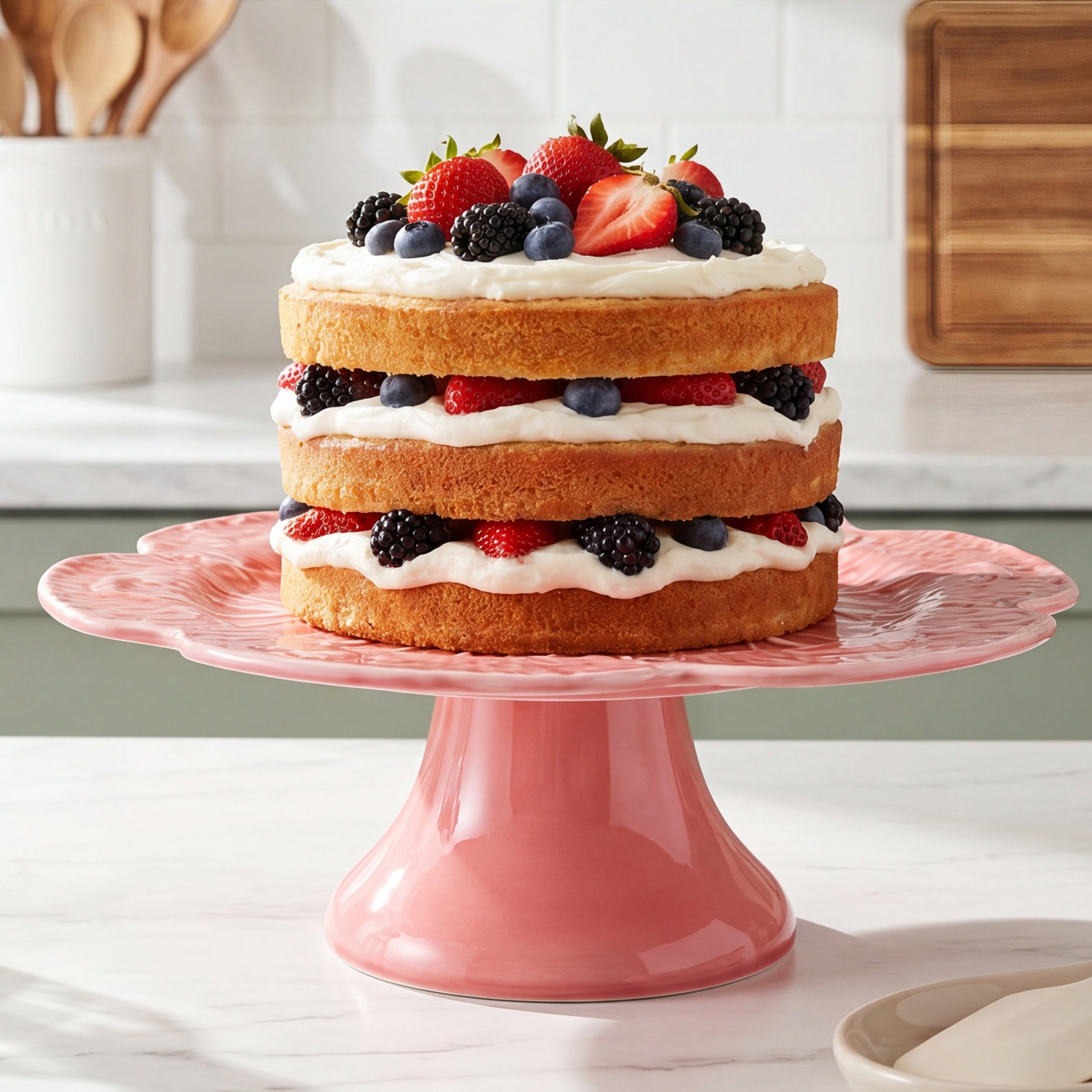 Cabbage Pink Cake Stand 12"