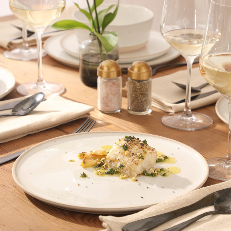 Service de vaisselle Gibson Elite Humphrey Lane 12 pièces (service pour 4) assiettes et bols en grès céramique réactive - blanc