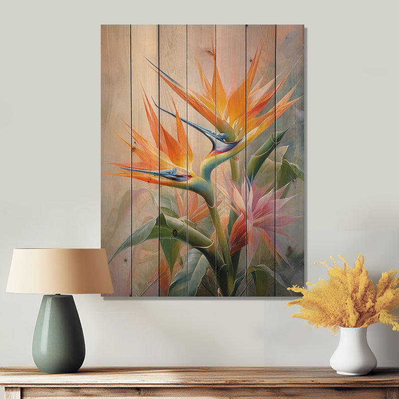 Birds of Paradise Romantic IV - Impression sur bois sans cadre, H 32 po x l 24 po x P 0,78 po