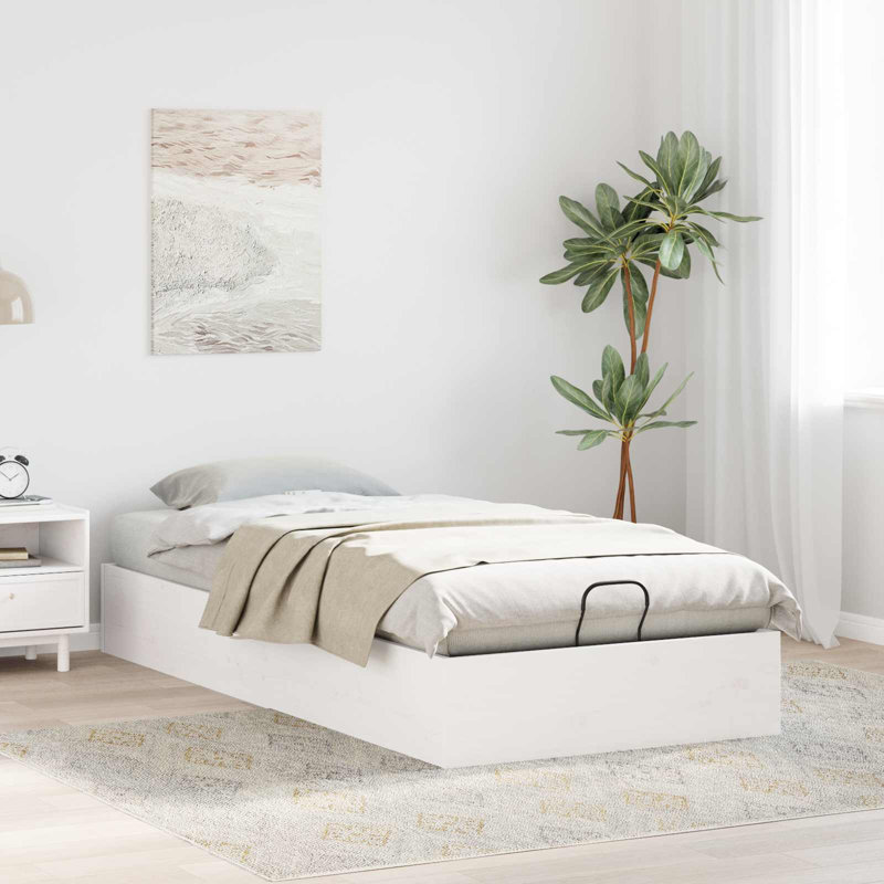 Solid Wood Bed Frame, 140 x 190cm, White