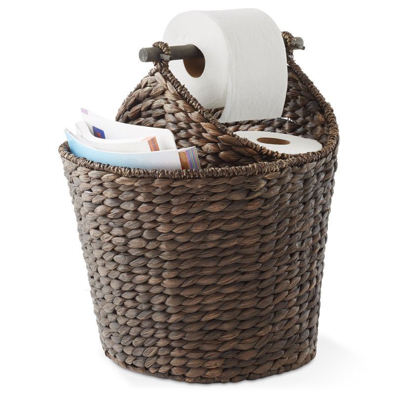 Toilet Paper Roll Holder Magazine Storage Basket, Natural - Bathroom Tissue Bin, Brown