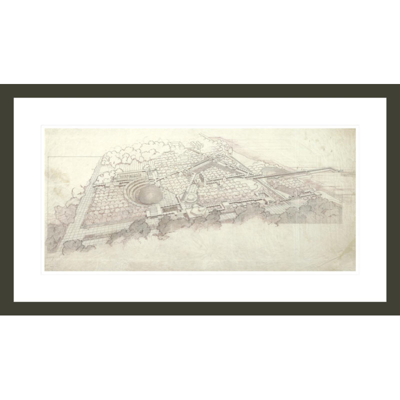 Florida Southern College Master Plan. Lakeland Florida by Frank Lloyd Wright - Framed Giclee Print, 17.04" H x 29.5" W
