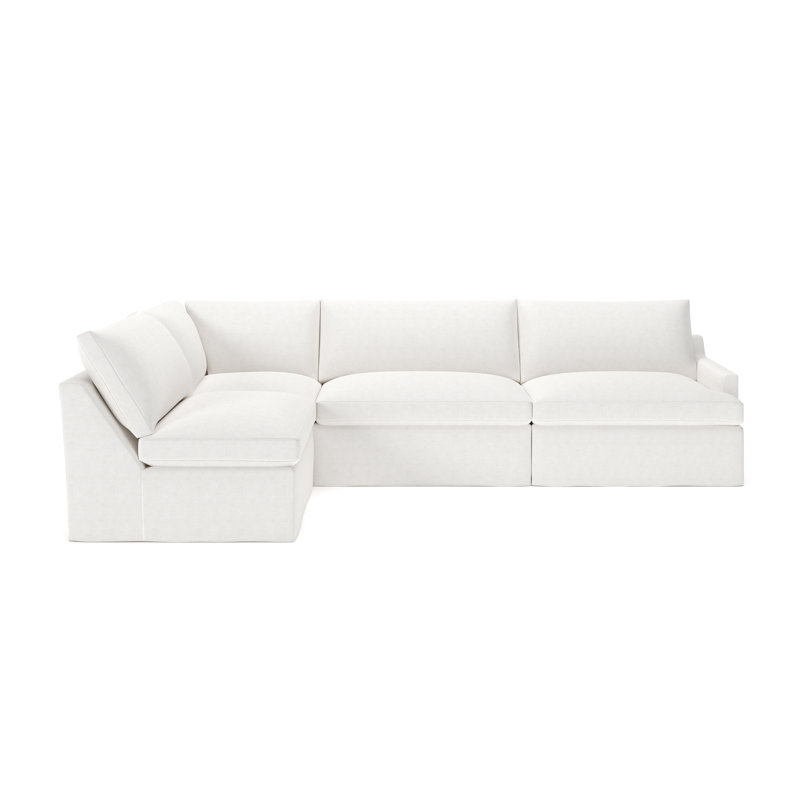Canapé modulaire 4 pièces Wrenley, Chenille Crypton® neige Nomad, Orienté à gauche (vu de face)