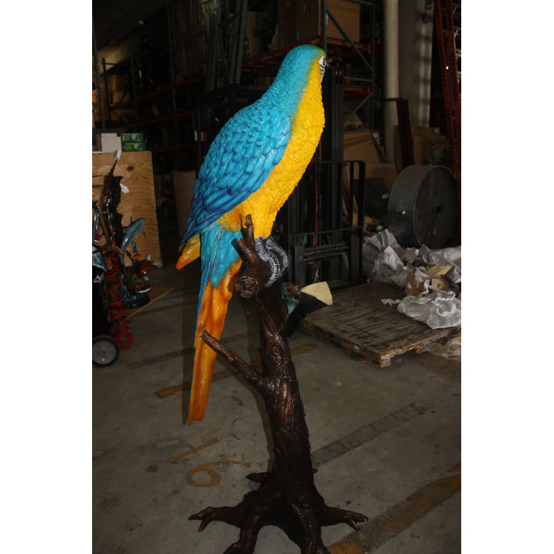 Single Parrot on a tree - Bronze Statue -  Size: 30"L x 24"W x 66"H. 