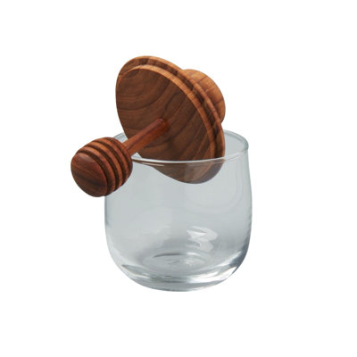 Teak & Glass Honey Jar