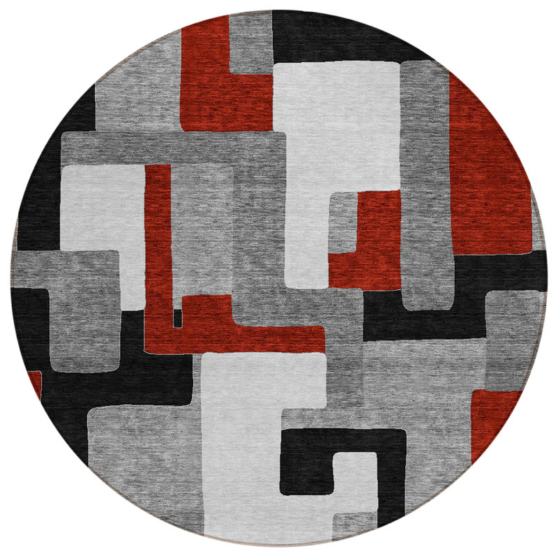  Tapis intérieur / extérieur antidérapant Chayden, Rond 8 pi