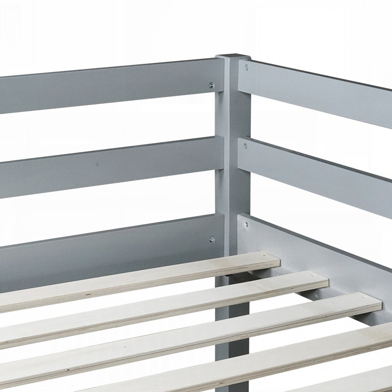 Lit mezzanine robuste de faible hauteur avec rangement spacieux et design contemporain, parfait pour maximiser l'espace de la chambre à coucher