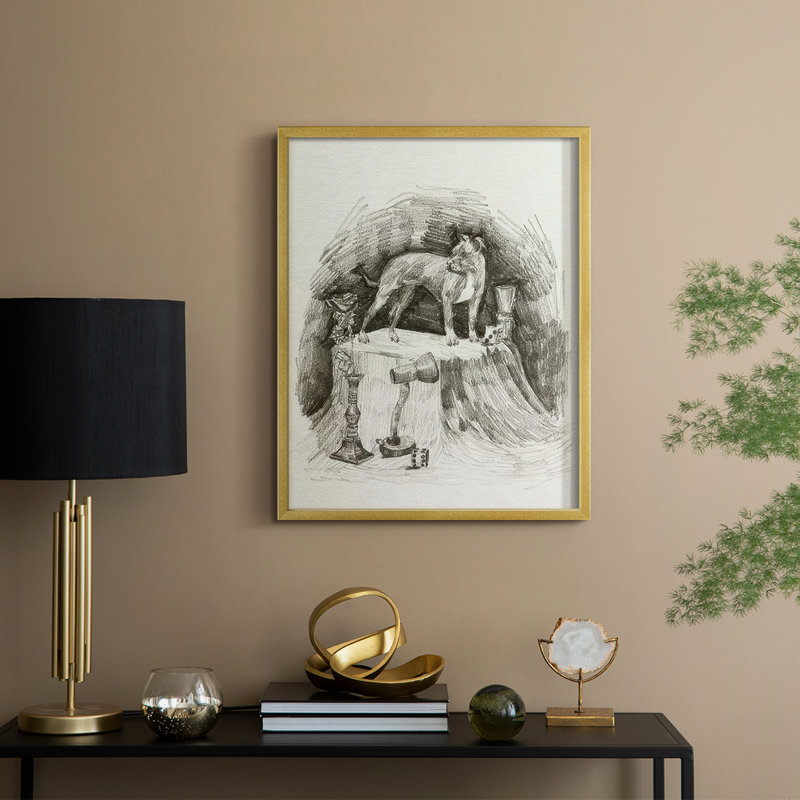 A Gentleman V, reproduction encadrée - bois massif, H 15 po x l 12 po, Doré
