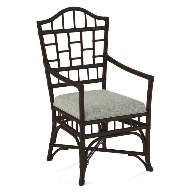 Chippendale Upholstered Arm Chair, Java, White Sugar Performance; 0863-91