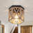 1-Light Rustic Wood Hexagon Flush Mount Ceiling