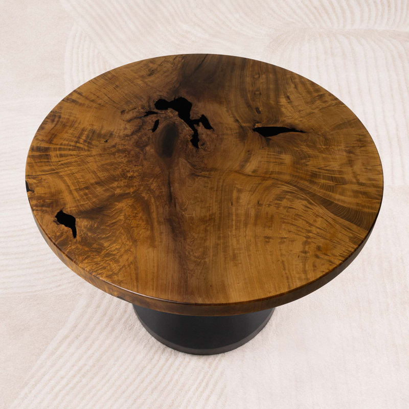 Round Black Hardwood Table Top, 1.8" H x 35" L x 35" W