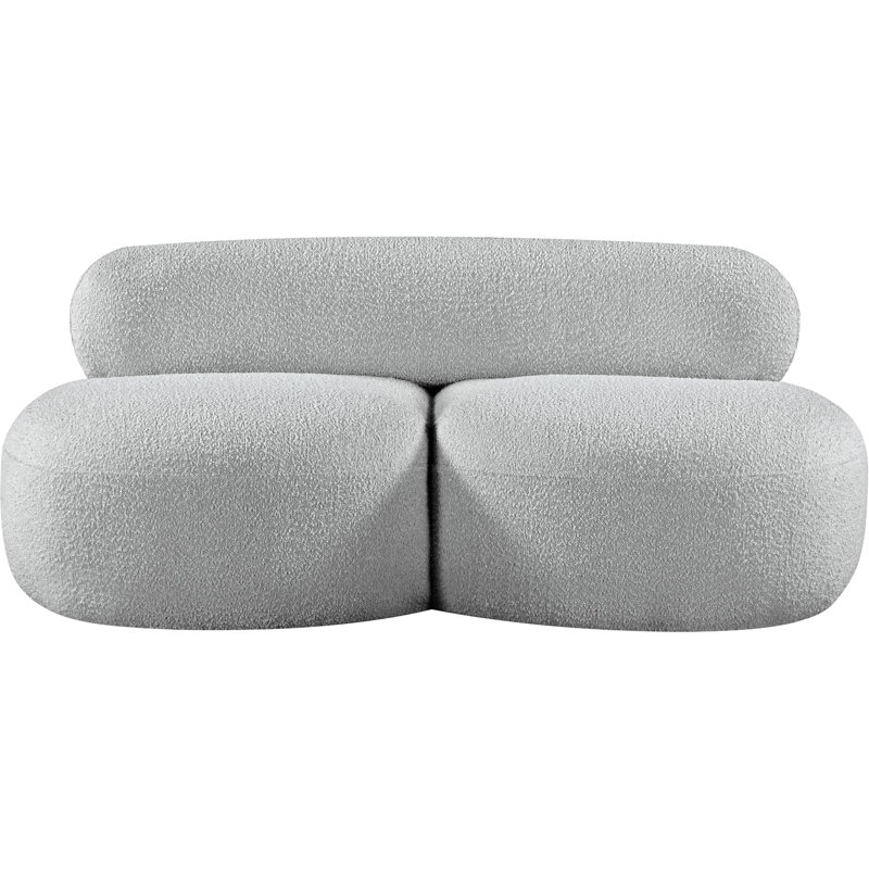 Causeuse rembourrée Isia, Tissu gris bouclé