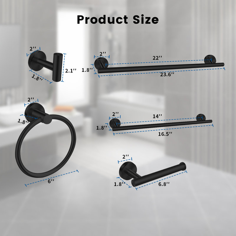 6 - Piece Bathroom Hardware Set, Matte Black
