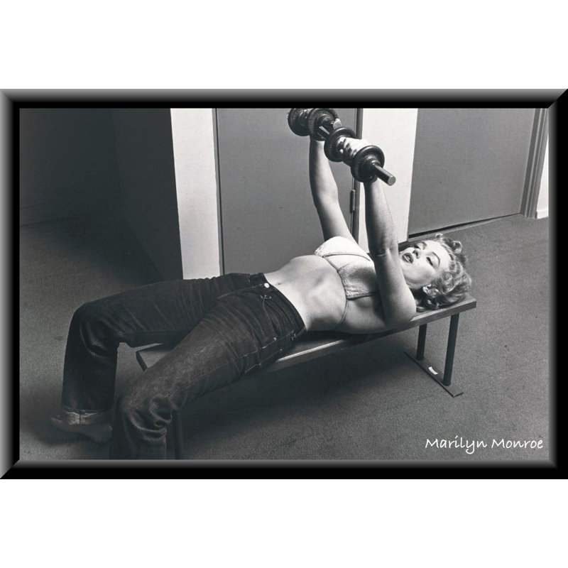 Marilyn Monroe - Bench Press - 24 x 36 Inch - Engineered Wood Framed Art Poster with Plexi Glass