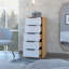Commode verticale 5 tiroirs Kaia - blanc / pin-1677094113