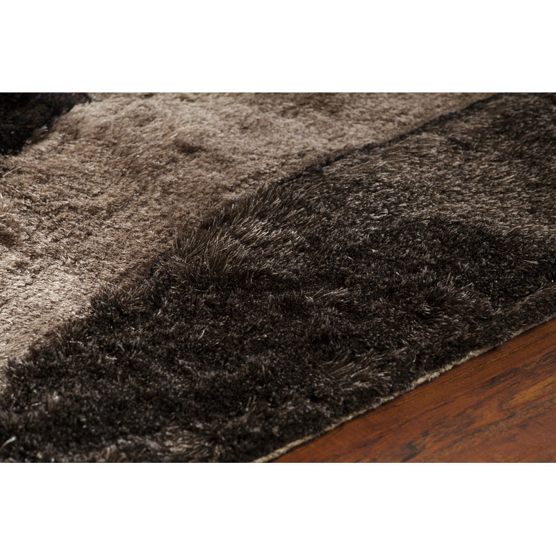 Flemish Hand Loomed Abstract Area Rug in Gray/Charcoal/Brown, Rectangle 5' x 7'6"