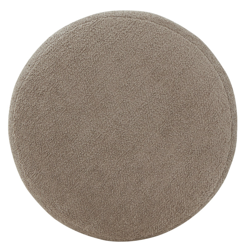 Nikolas Round Boucle Ottoman, Light Brown