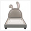 Lit plateforme tapissier en similicuir avec ornement en lapin-115693430-115693431