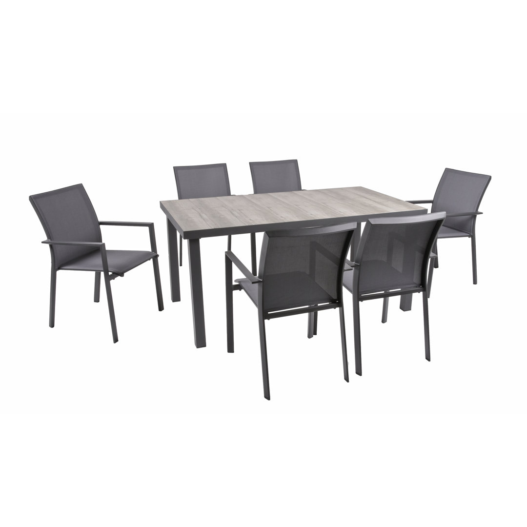 Tischgruppe Najilah Set 02, 7-Tlg. | 1 × Tisch 305395 | 6 × Stapelstuhl 305396