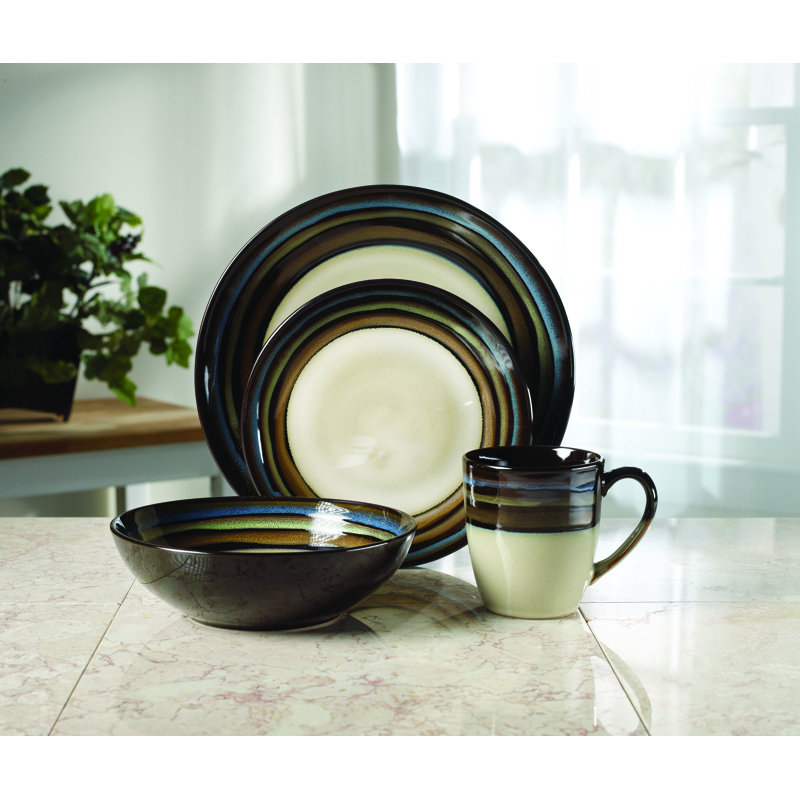 Pfaltzgraff Galaxy Blue 16-Piece Stoneware Dinnerware Set, Service for 4
